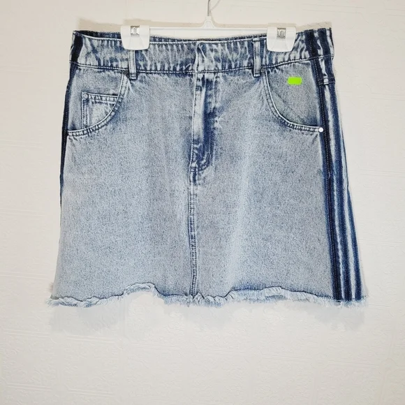 Adidas X KSENIASCHNAIDER Denim Fray Mini Skirt - Picture 1 of 8